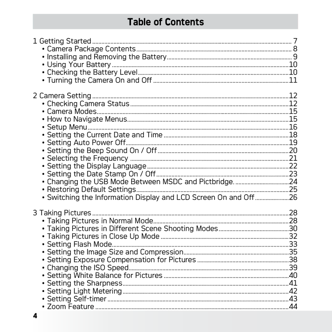 AGFA DC-630x user manual Table of Contents 