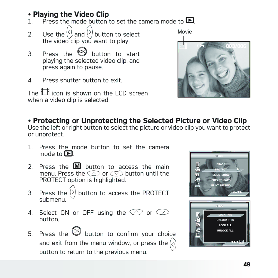 AGFA DC-630x user manual Playing the Video Clip 