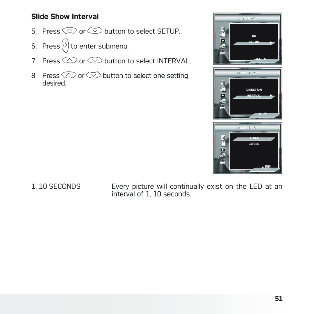 AGFA DC-630x user manual Slide Show Interval 