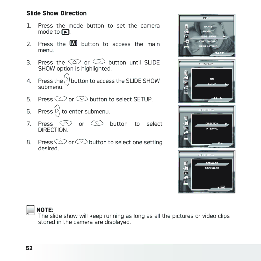 AGFA DC-630x user manual Slide Show Direction 