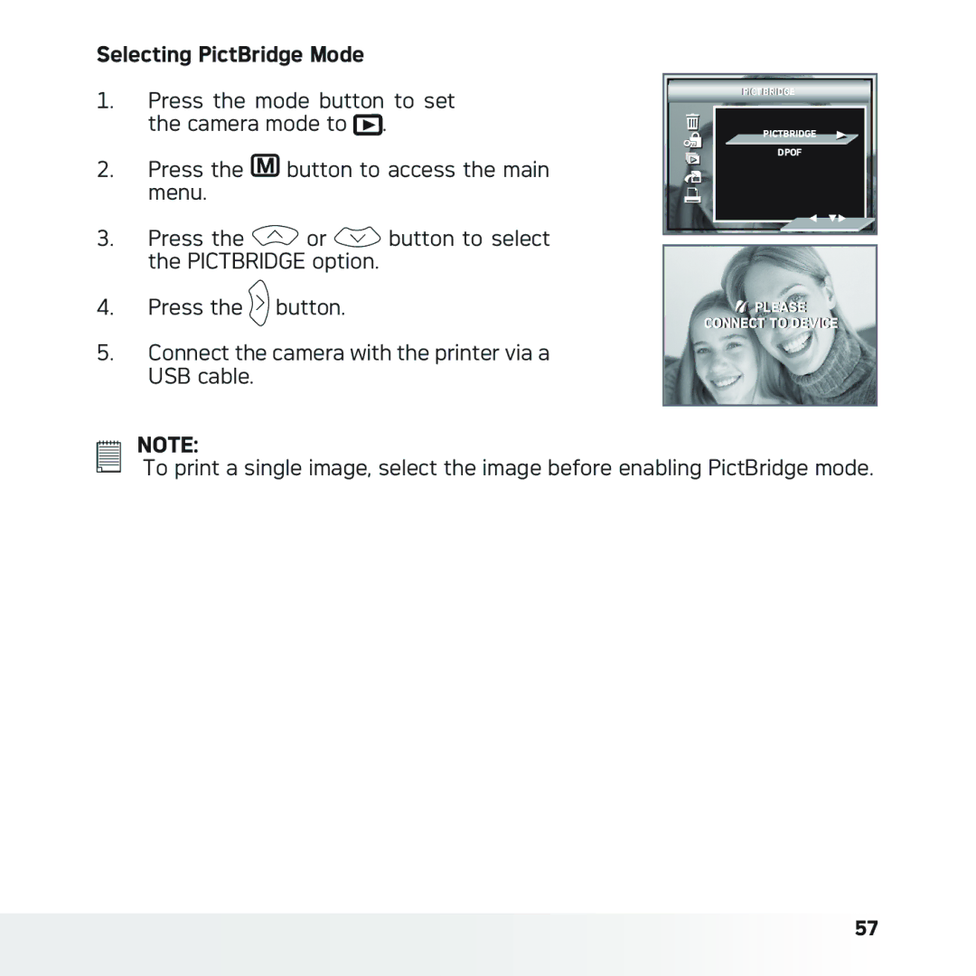 AGFA DC-630x user manual Selecting PictBridge Mode 