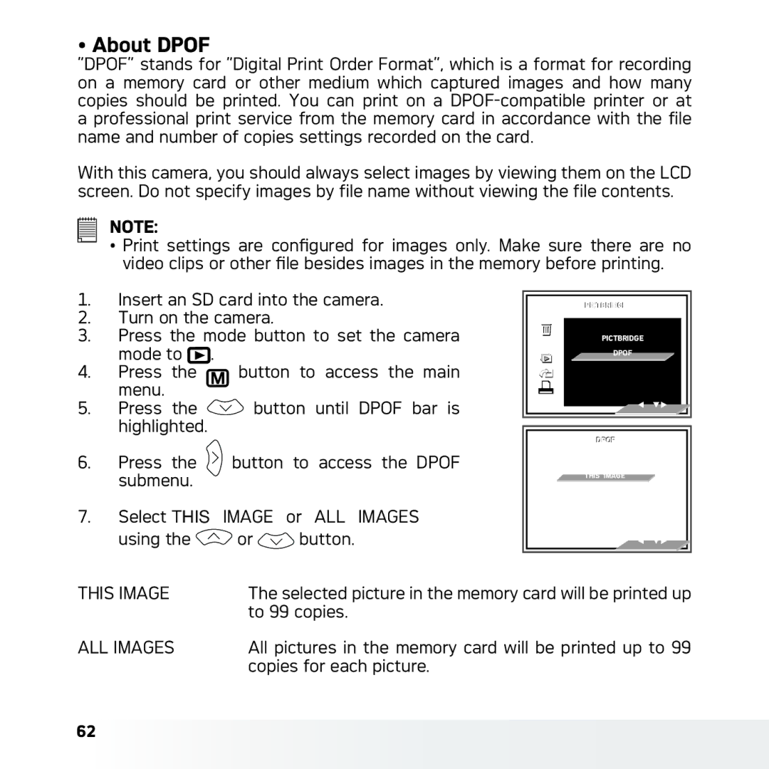 AGFA DC-630x user manual About Dpof, ALL Images 