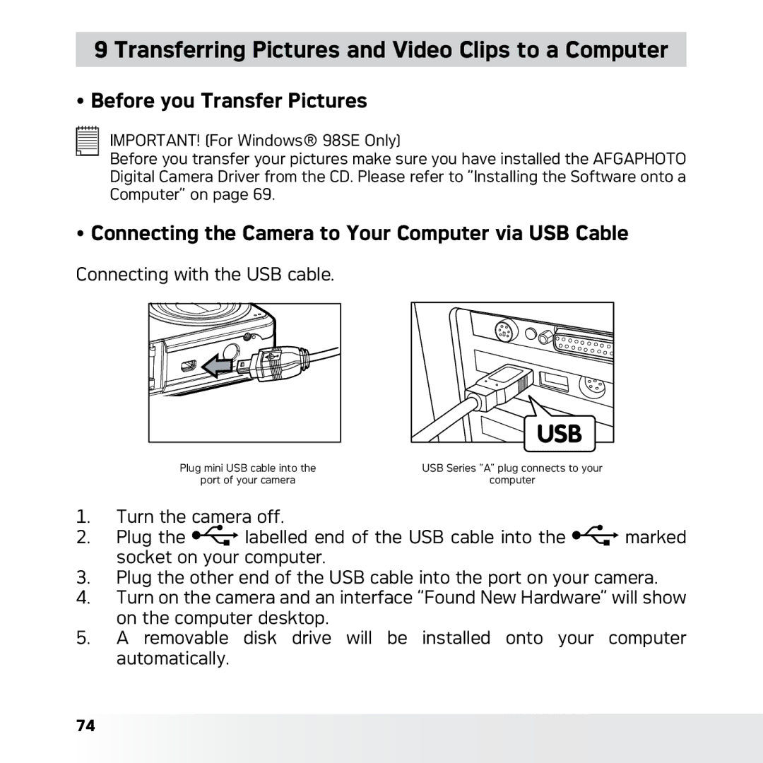 AGFA DC-630x user manual Transferring Pictures and Video Clips to a Computer, Before you Transfer Pictures 