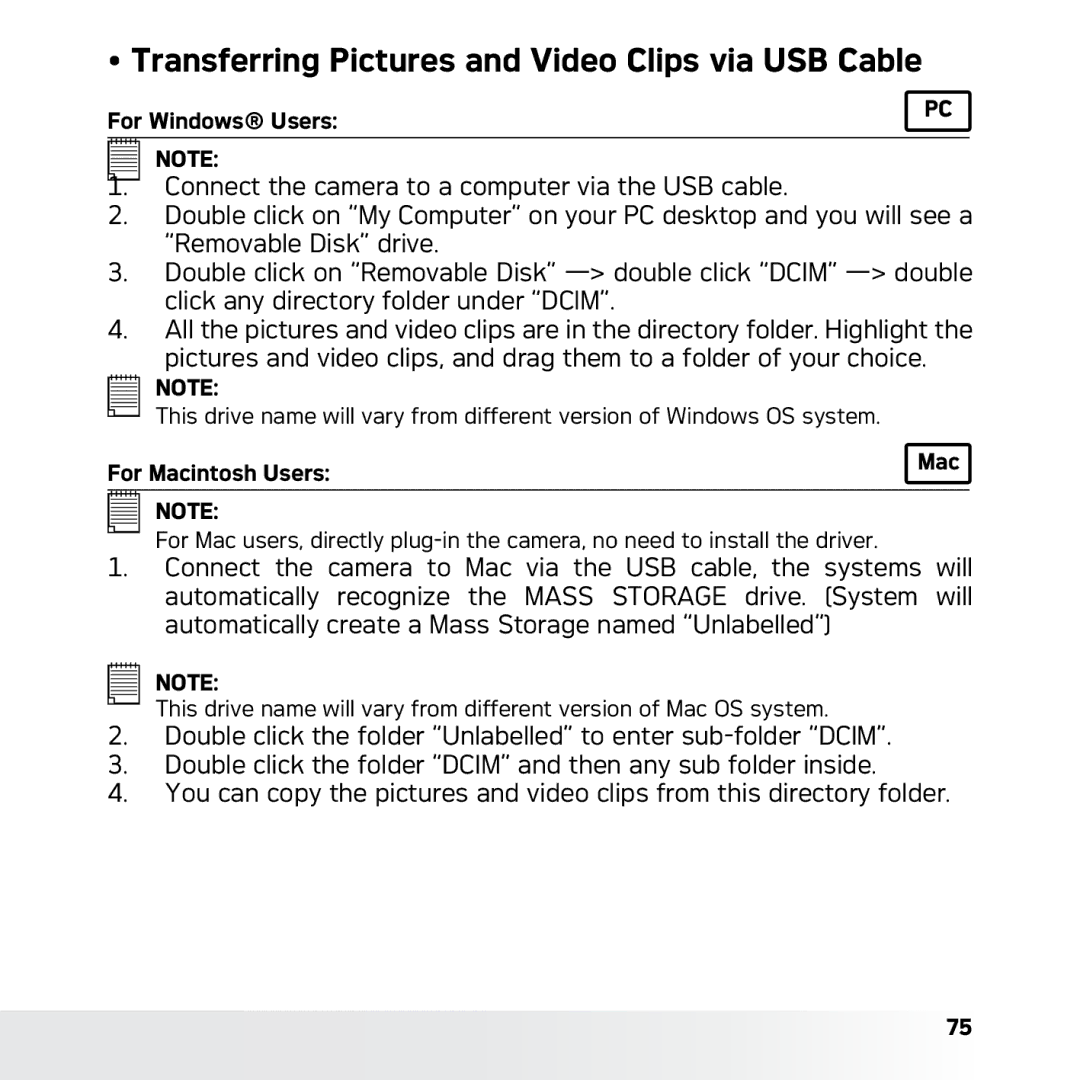 AGFA DC-630x user manual Transferring Pictures and Video Clips via USB Cable 