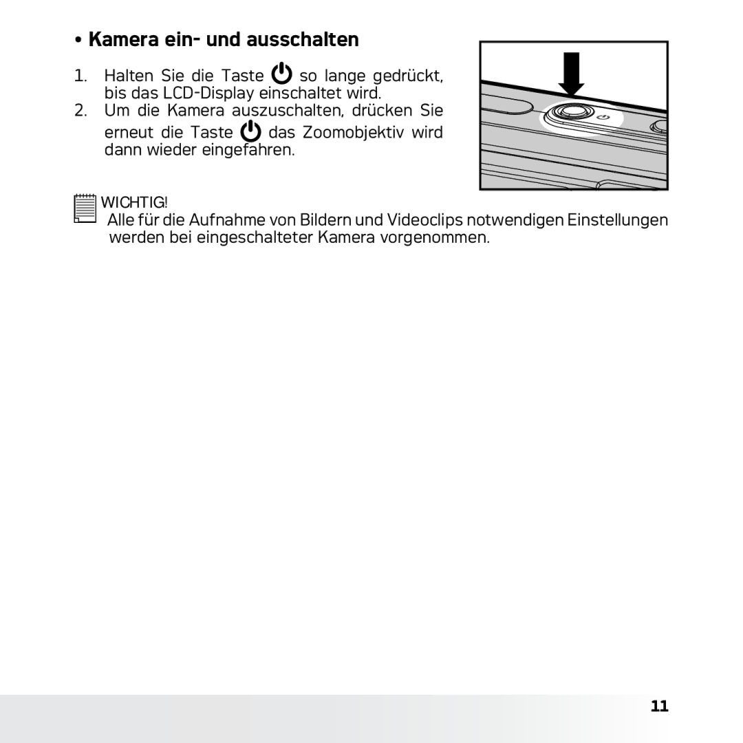 AGFA DC-633xs manual Kamera ein- und ausschalten 