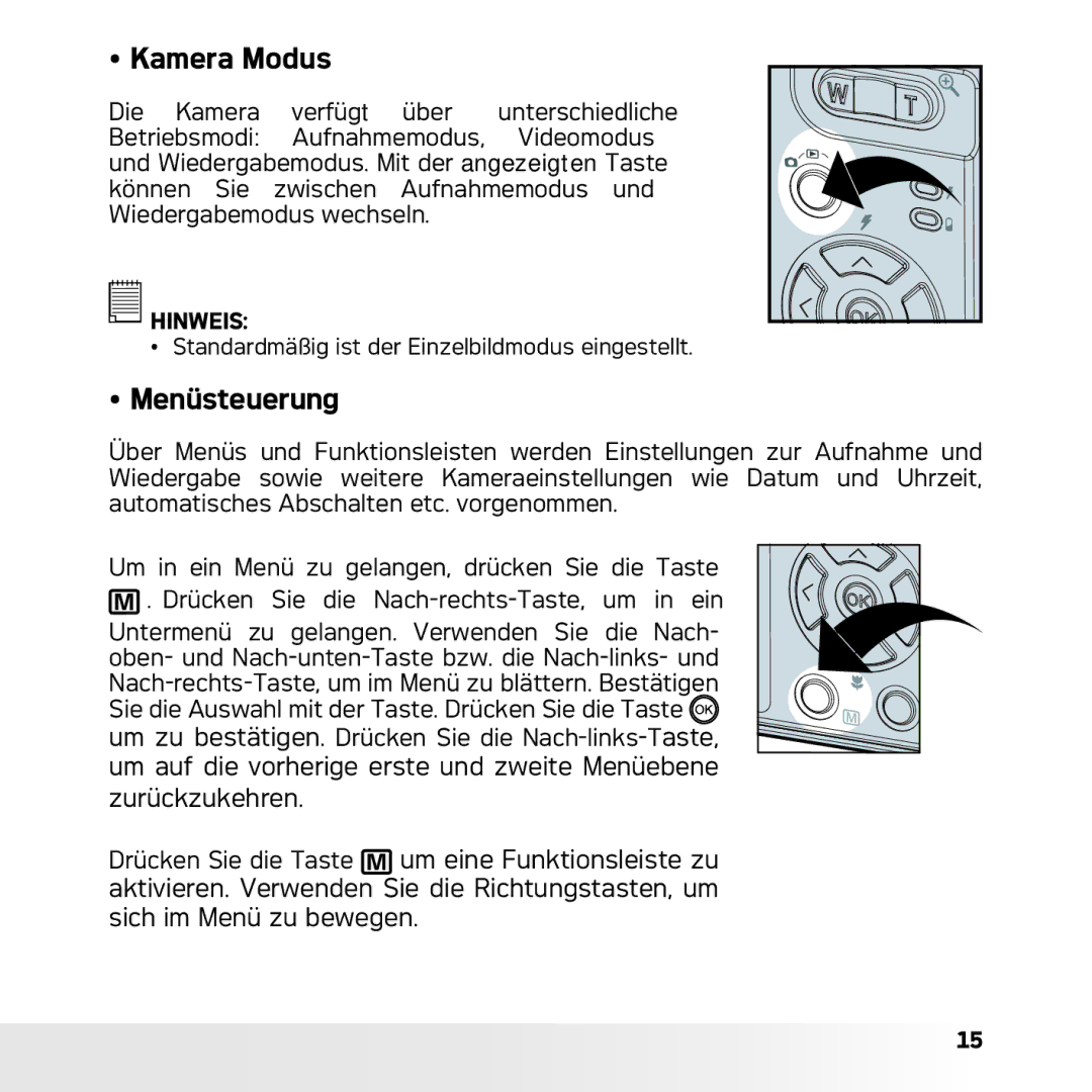 AGFA DC-633xs manual Kamera Modus, Menüsteuerung 