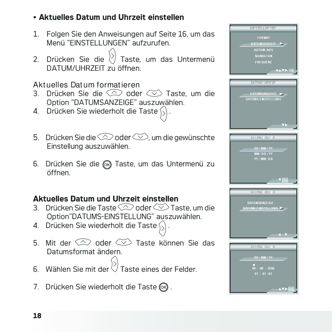 AGFA DC-633xs manual Aktuelles Datum und Uhrzeit einstellen 