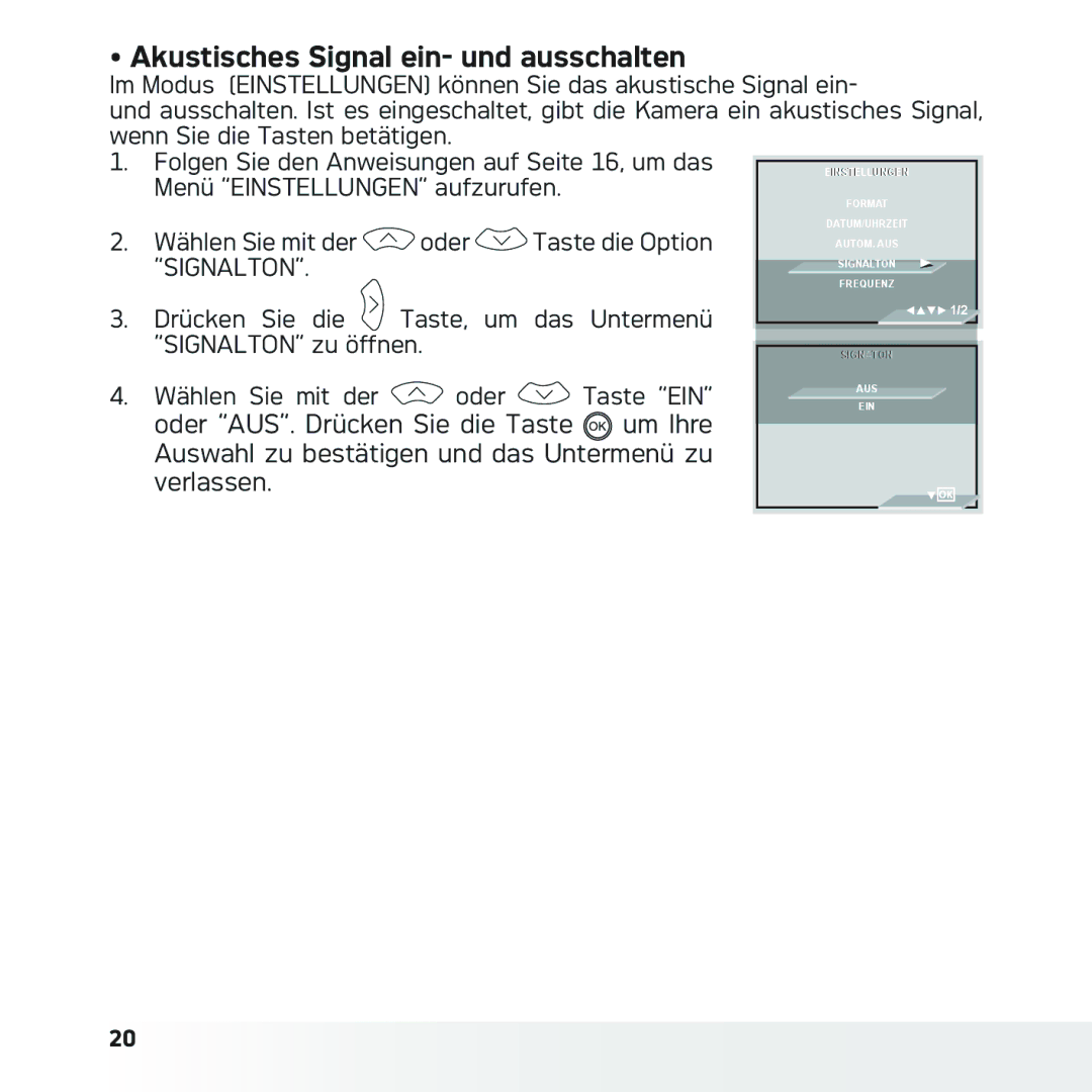 AGFA DC-633xs manual Akustisches Signal ein- und ausschalten 