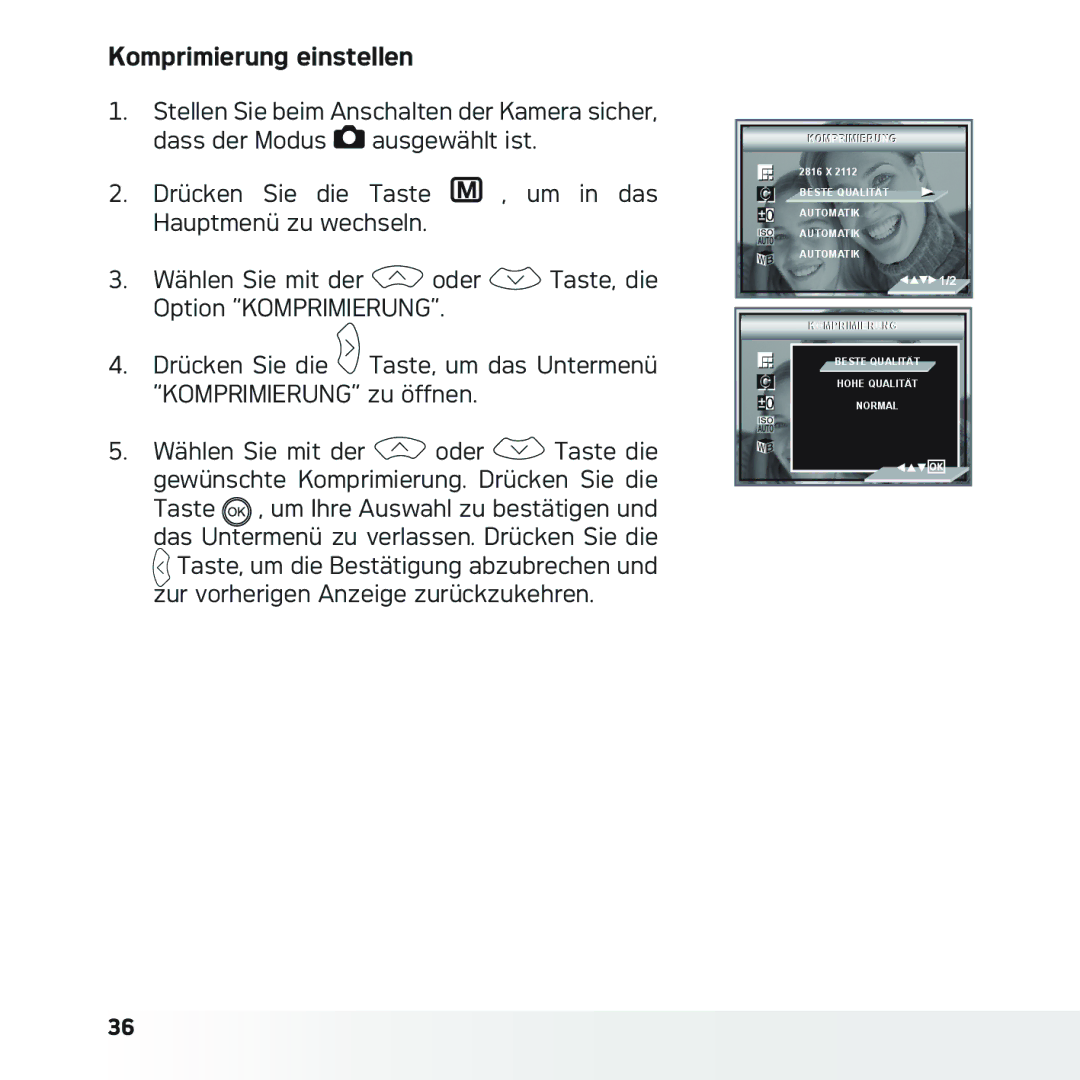 AGFA DC-633xs manual Komprimierung einstellen 