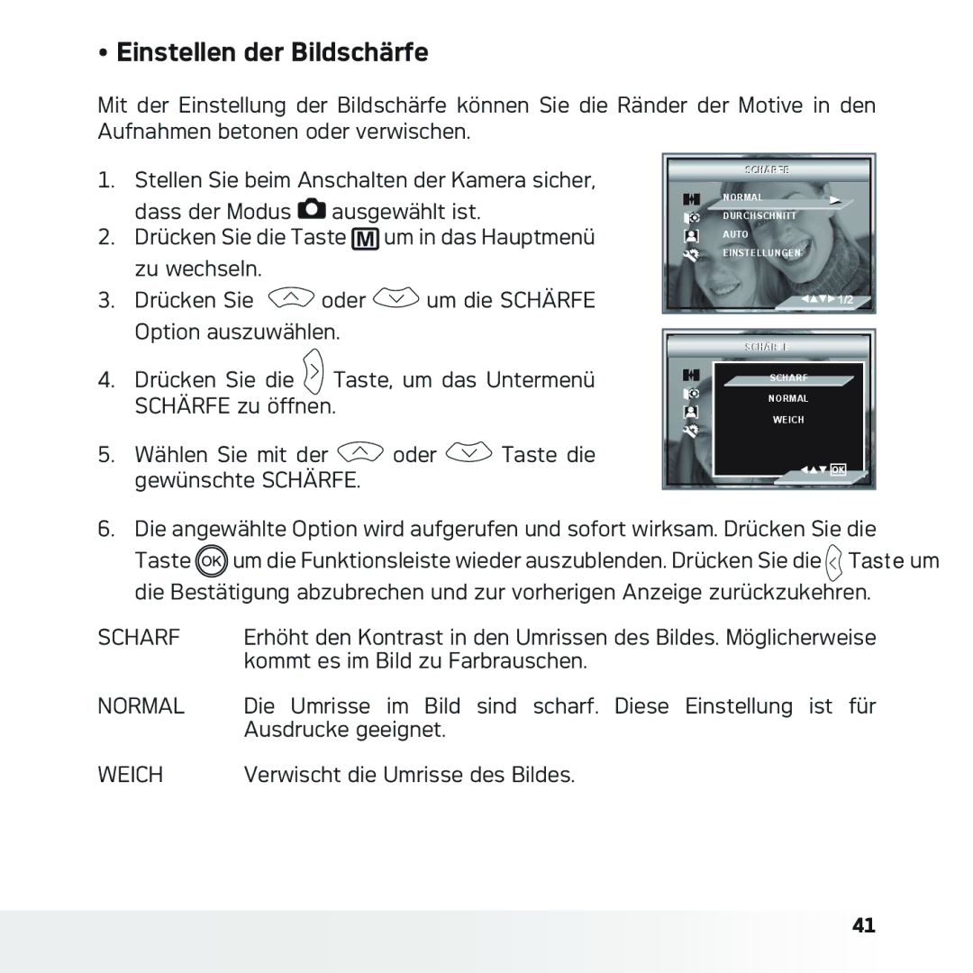 AGFA DC-633xs manual Einstellen der Bildschärfe, Kommt es im Bild zu Farbrauschen, Ausdrucke geeignet 