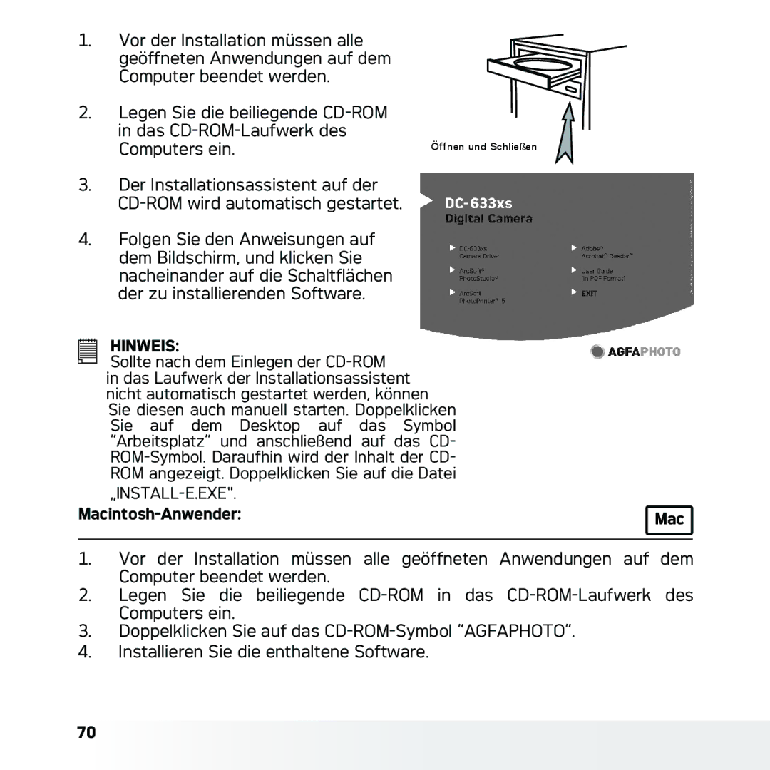 AGFA DC-633xs manual Macintosh-AnwenderMac 