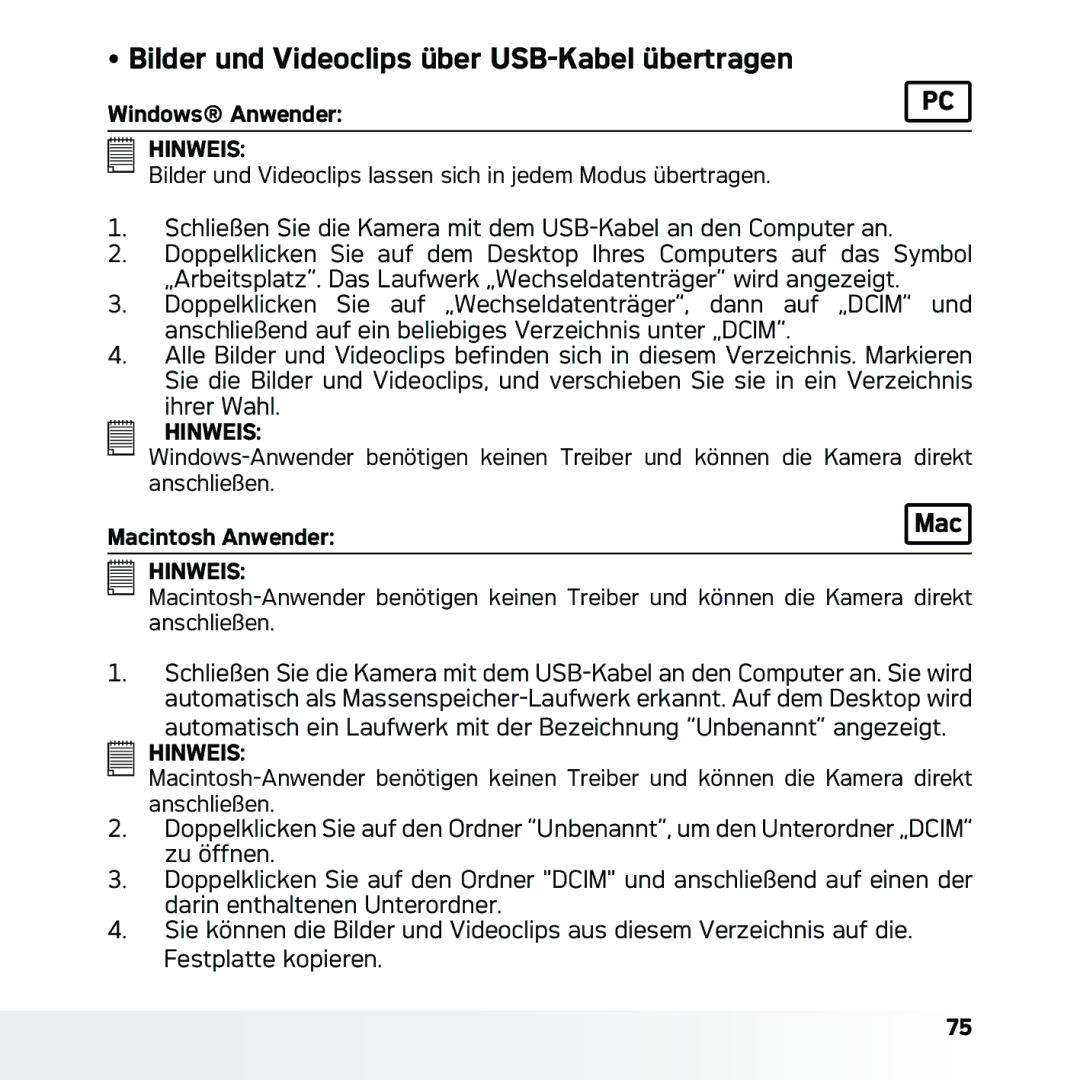 AGFA DC-633xs manual Bilder und Videoclips über USB-Kabel übertragen 