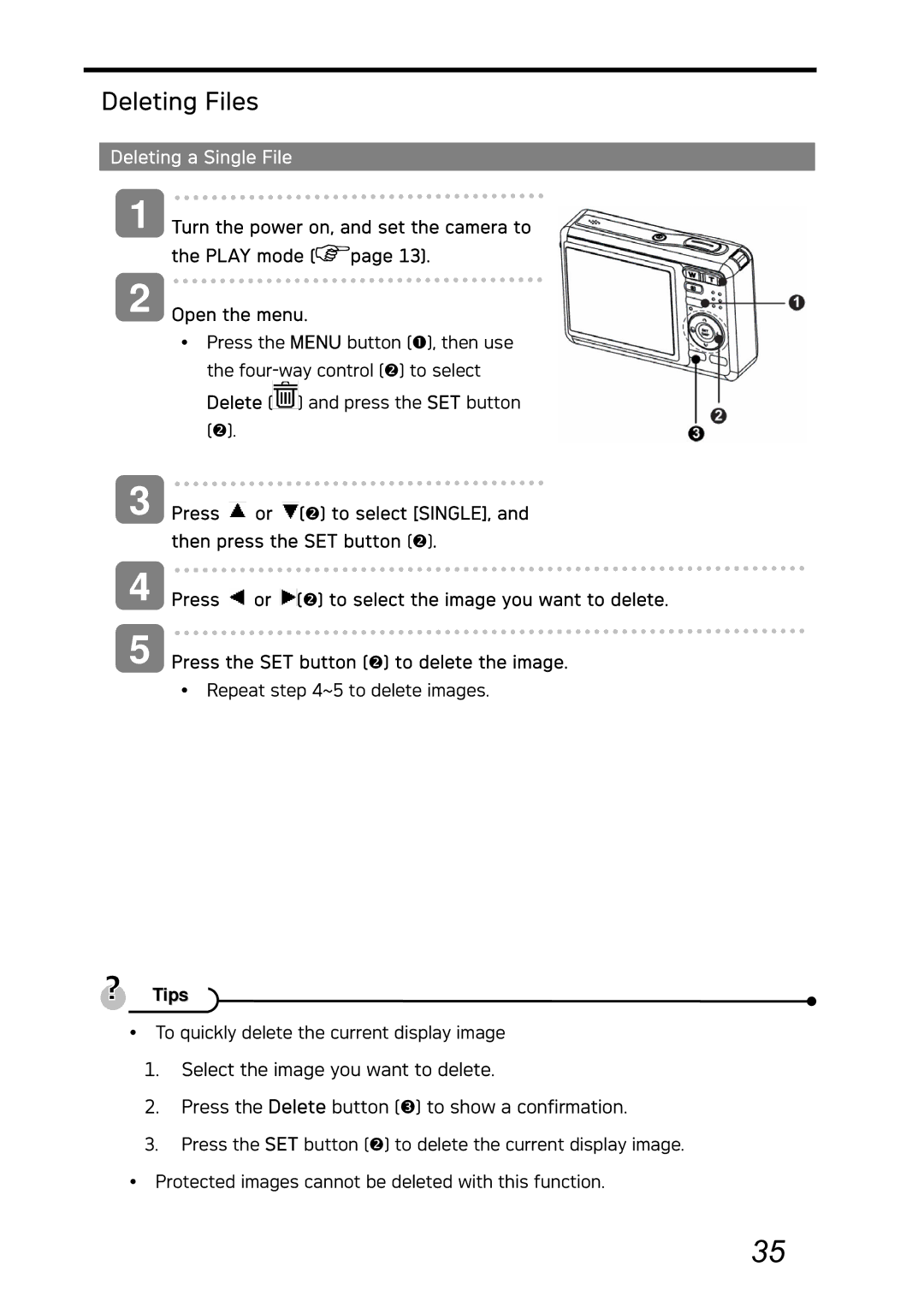 AGFA DC-730i manual Deleting Files, Deleting a Single File 