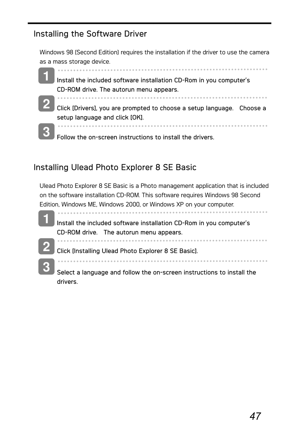 AGFA DC-730i manual Installing the Software Driver, Installing Ulead Photo Explorer 8 SE Basic, Setup language and click OK 