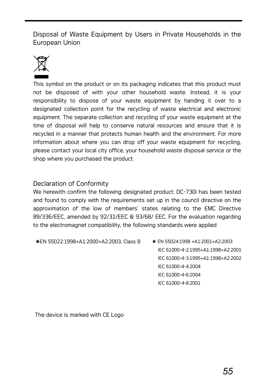 AGFA DC-730i manual Declaration of Conformity 