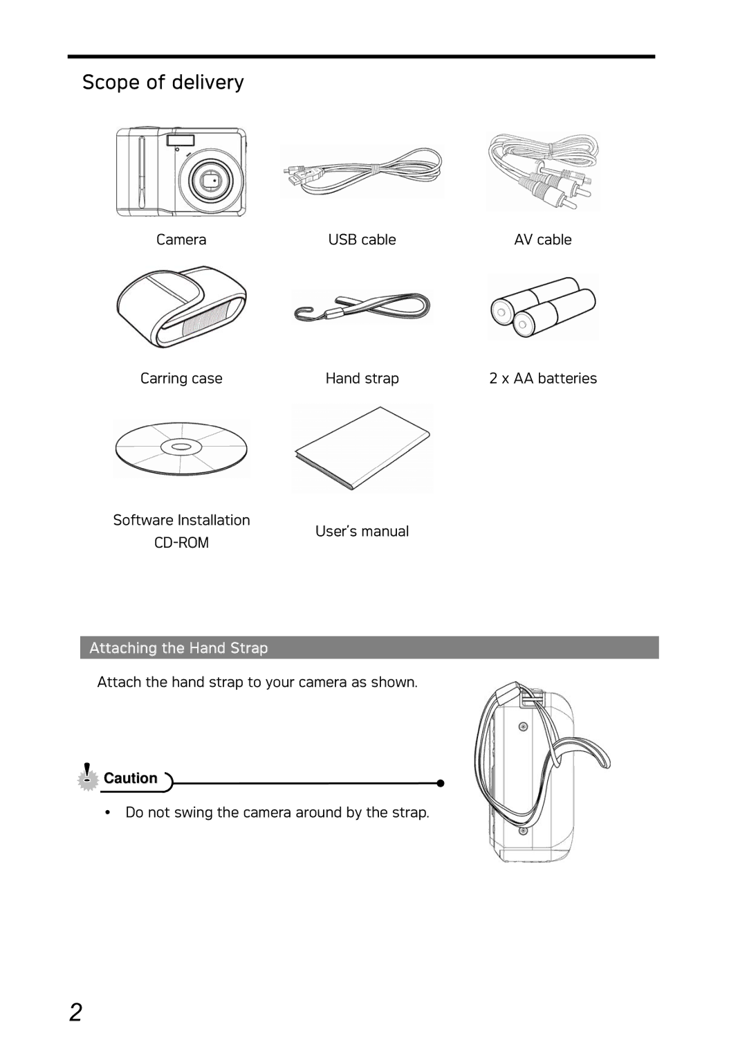 AGFA DC-730i manual Scope of delivery, Attaching the Hand Strap 