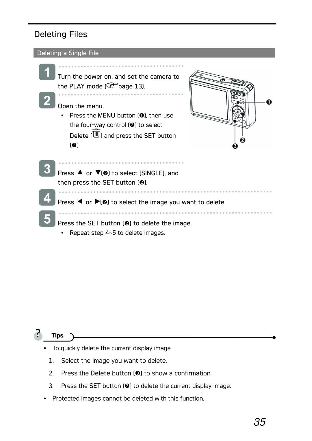 AGFA DC-733i manual Deleting Files, Deleting a Single File 