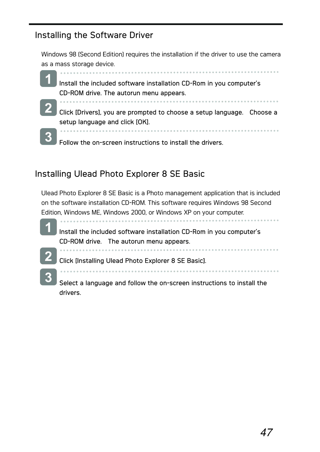 AGFA DC-733i manual Installing the Software Driver, Installing Ulead Photo Explorer 8 SE Basic, Setup language and click OK 