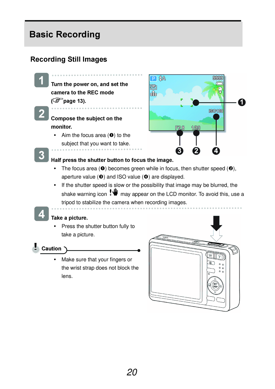 AGFA DC-733s user manual Recording Still Images, Half press the shutter button to focus the image, Take a picture 