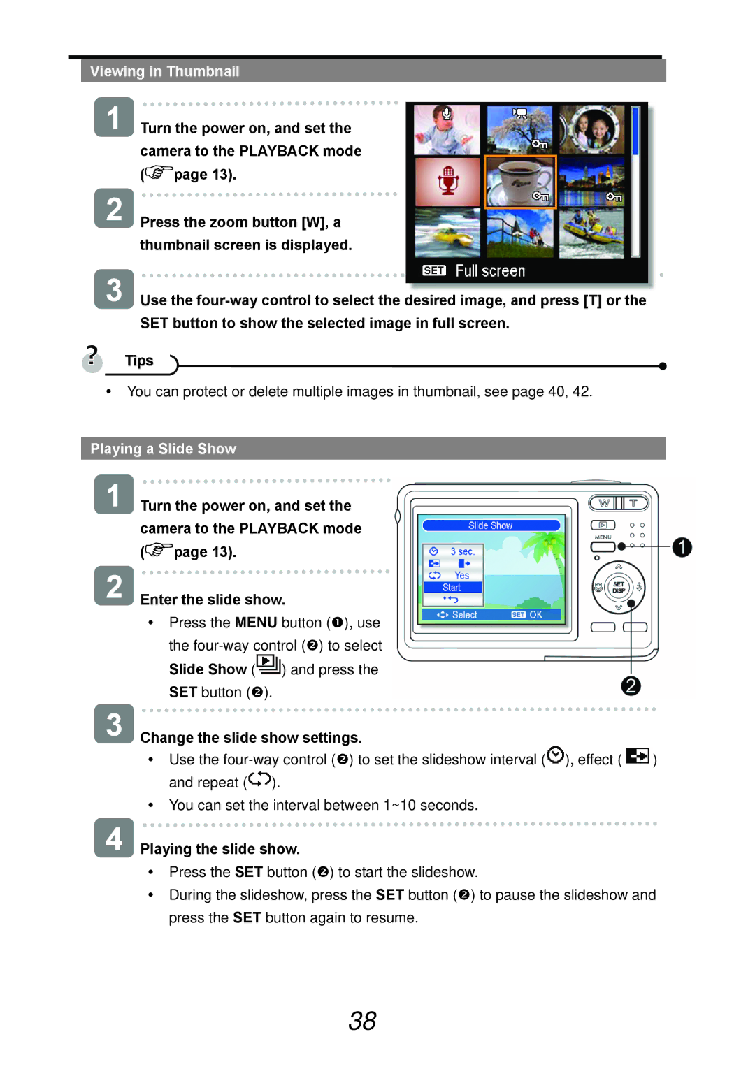 AGFA DC-733s user manual Viewing in Thumbnail, Playing a Slide Show 