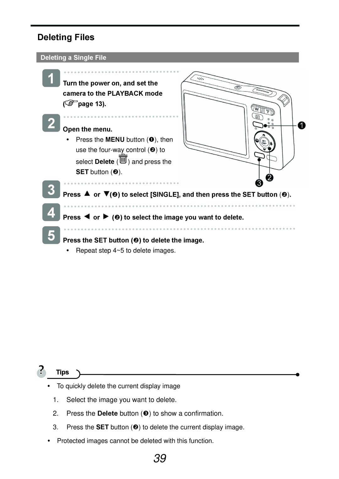 AGFA DC-733s user manual Deleting Files, Deleting a Single File, Open the menu 