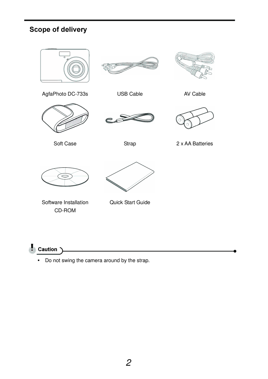 AGFA DC-733s user manual Scope of delivery 