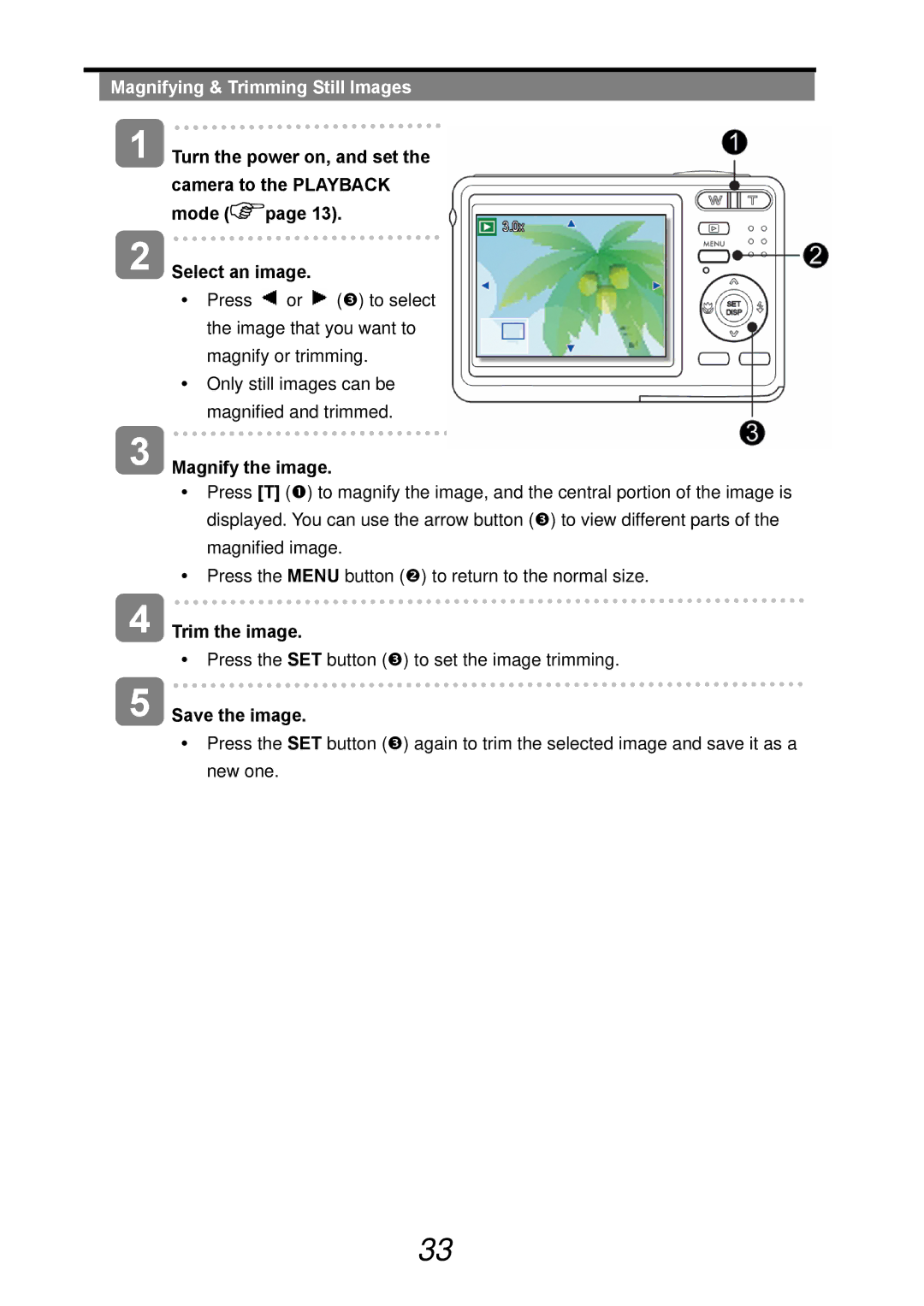 AGFA DC-830i operating instructions Magnifying & Trimming Still Images, Magnify the image, Trim the image, Save the image 