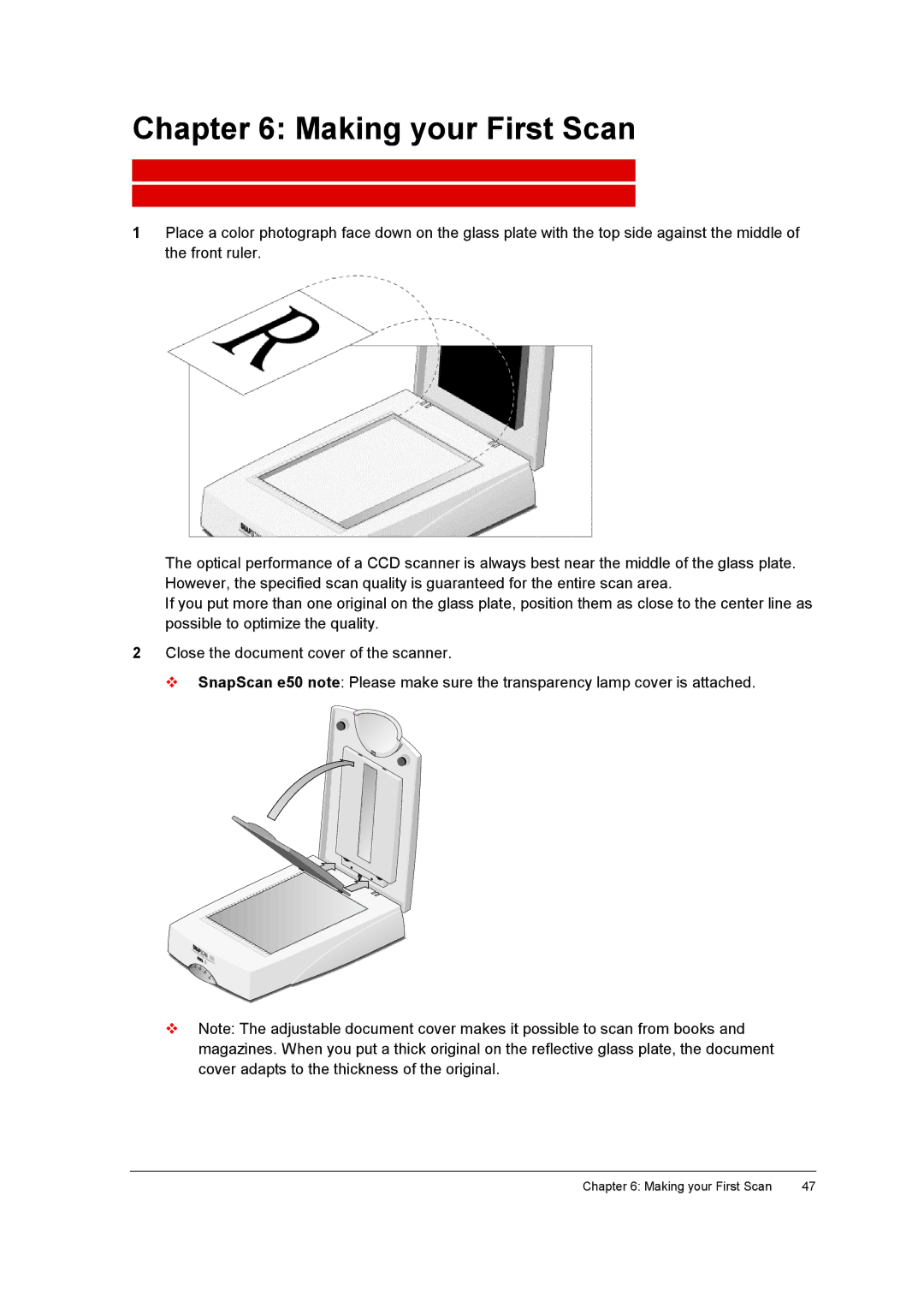 AGFA E40, E50 appendix Making your First Scan 