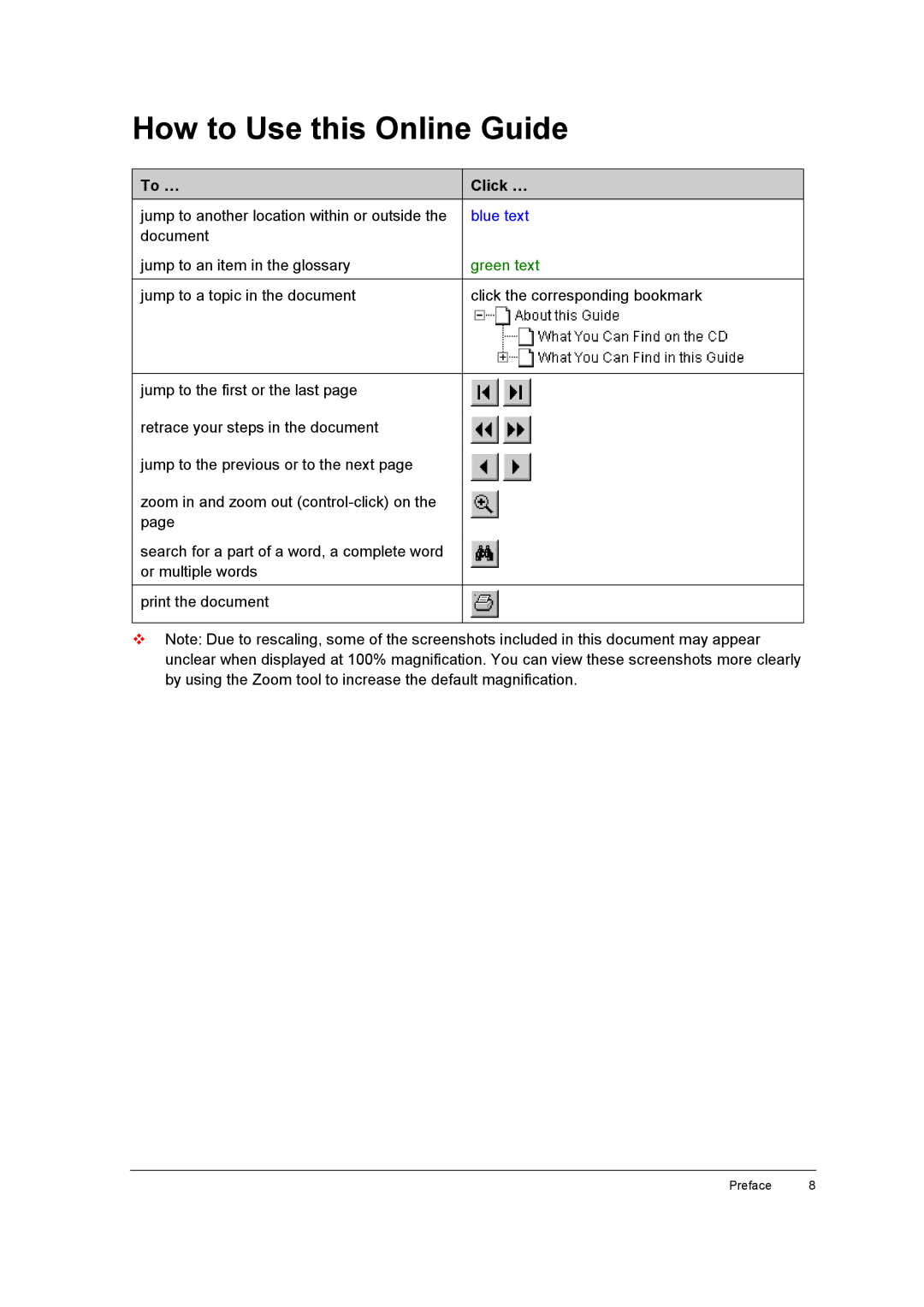 AGFA E50, E40 appendix How to Use this Online Guide, To … Click … 