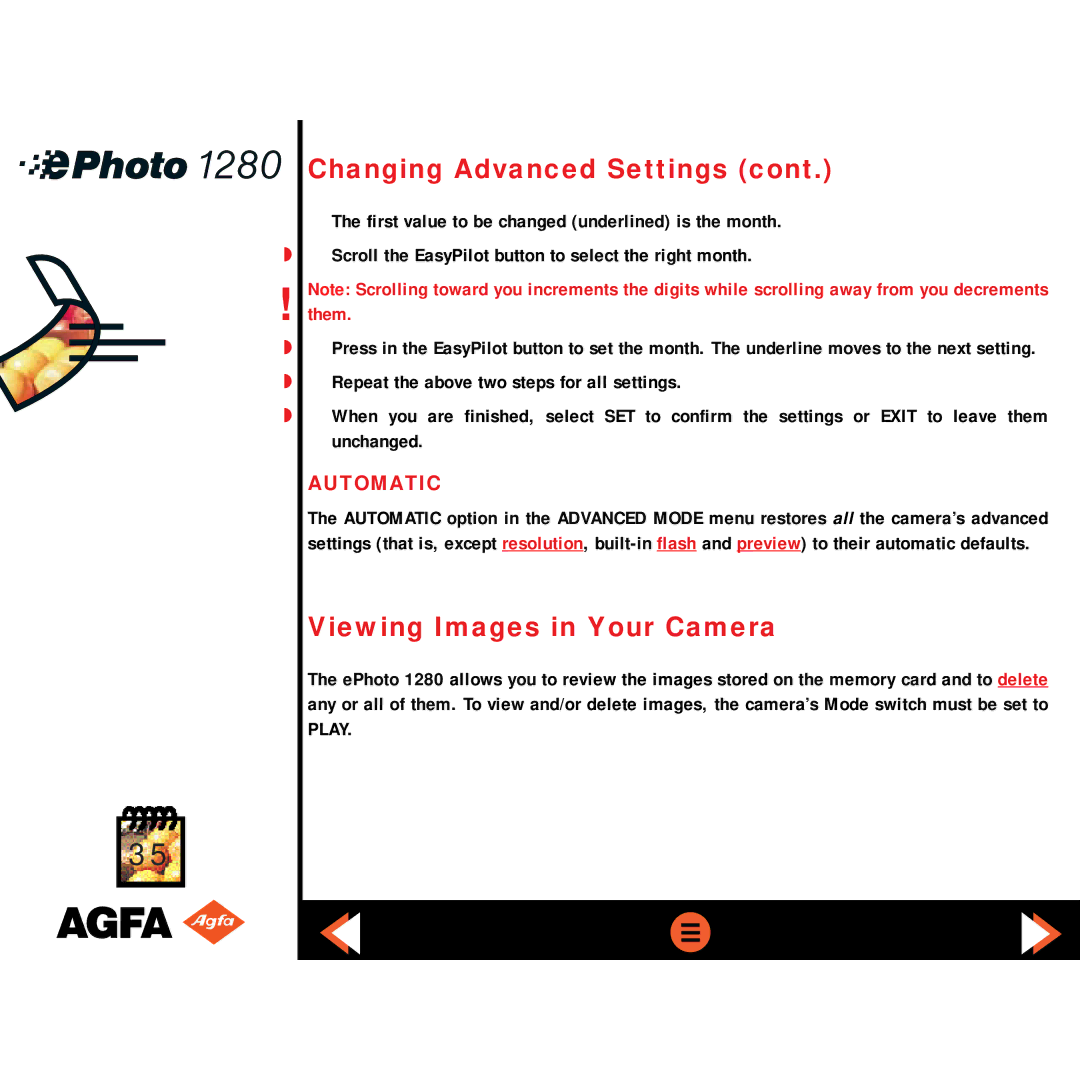 AGFA ePHOTO 1280 manual Viewing Images in Your Camera, Automatic 