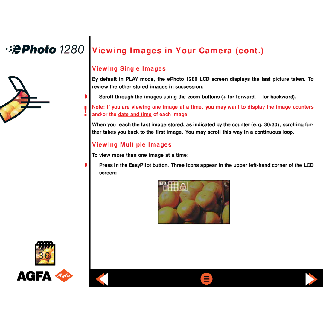 AGFA ePHOTO 1280 manual Viewing Single Images, Viewing Multiple Images 