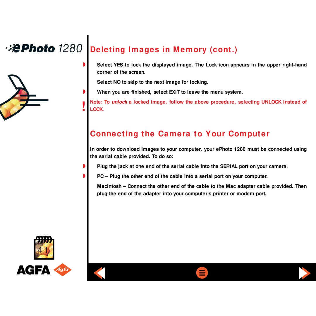 AGFA ePHOTO 1280 manual Connecting the Camera to Your Computer 