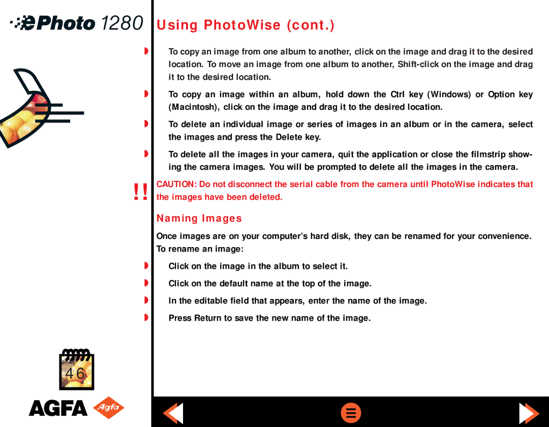 AGFA ePHOTO 1280 manual Naming Images 
