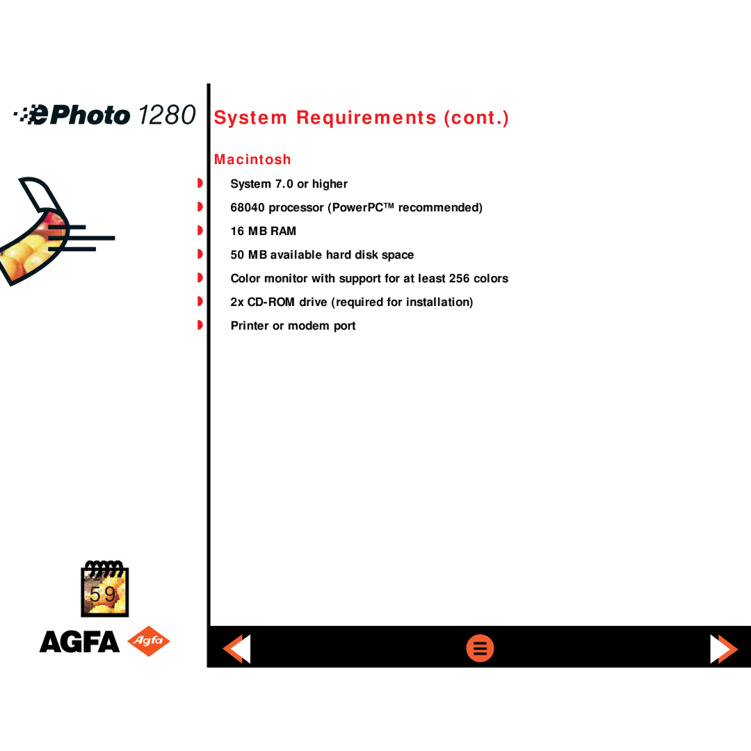 AGFA ePHOTO 1280 manual Macintosh 