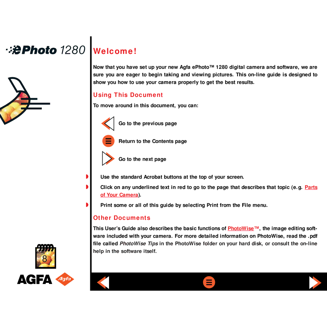 AGFA ePHOTO 1280 manual Welcome, Using This Document, Other Documents 
