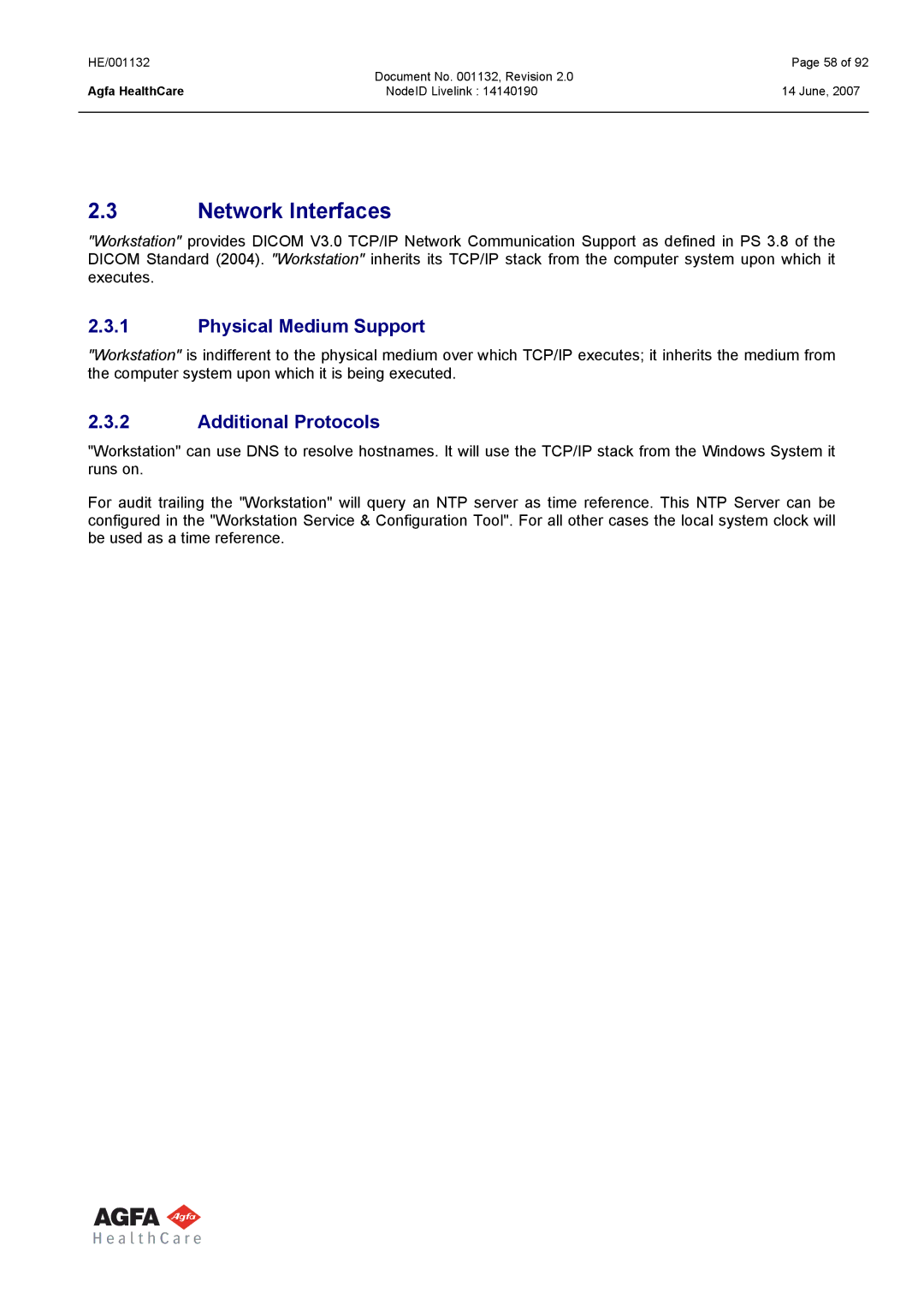 AGFA HE/001132 manual Network Interfaces, Physical Medium Support, Additional Protocols 