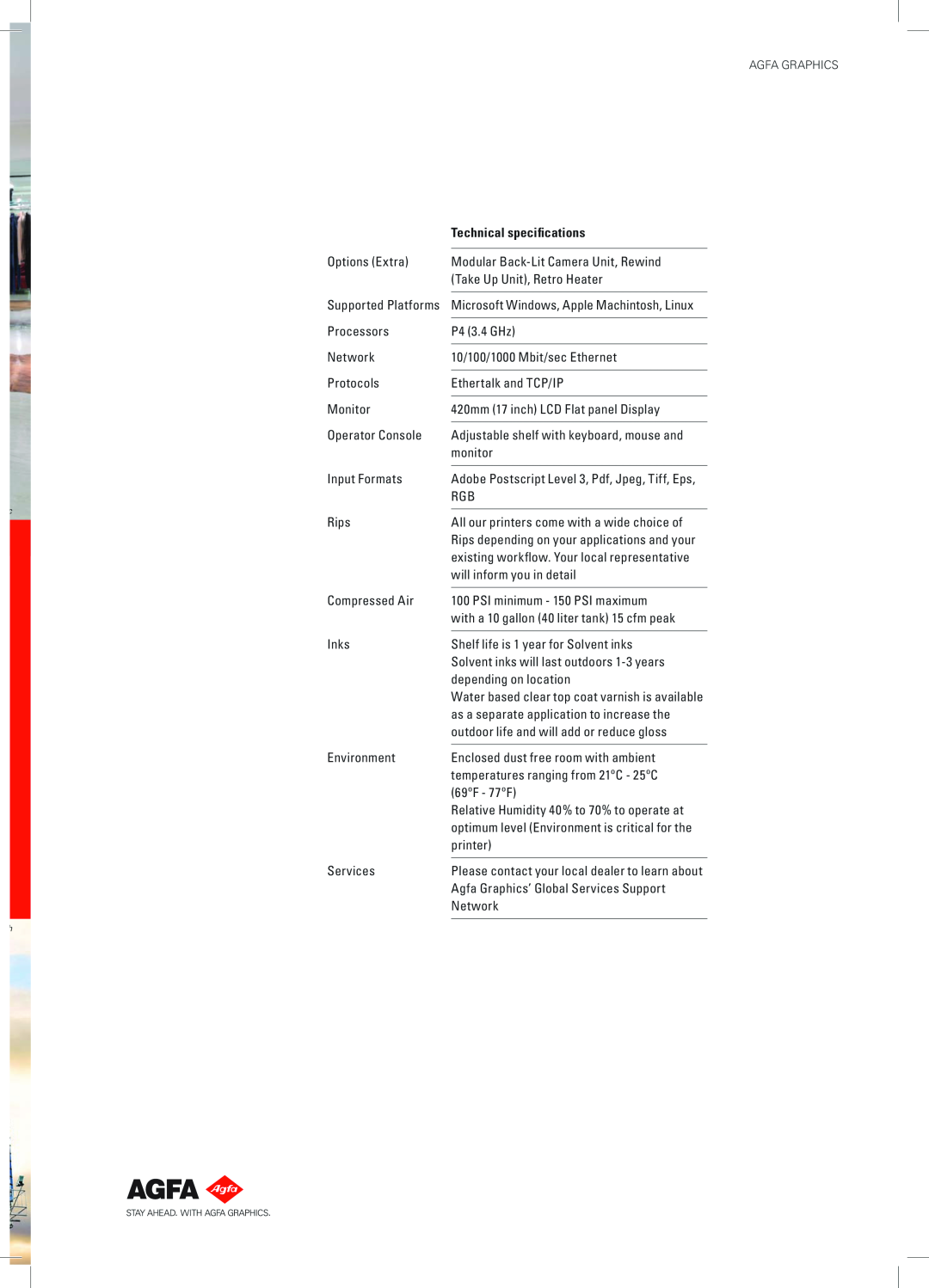 AGFA JETI 5024 manual Technical specifications 