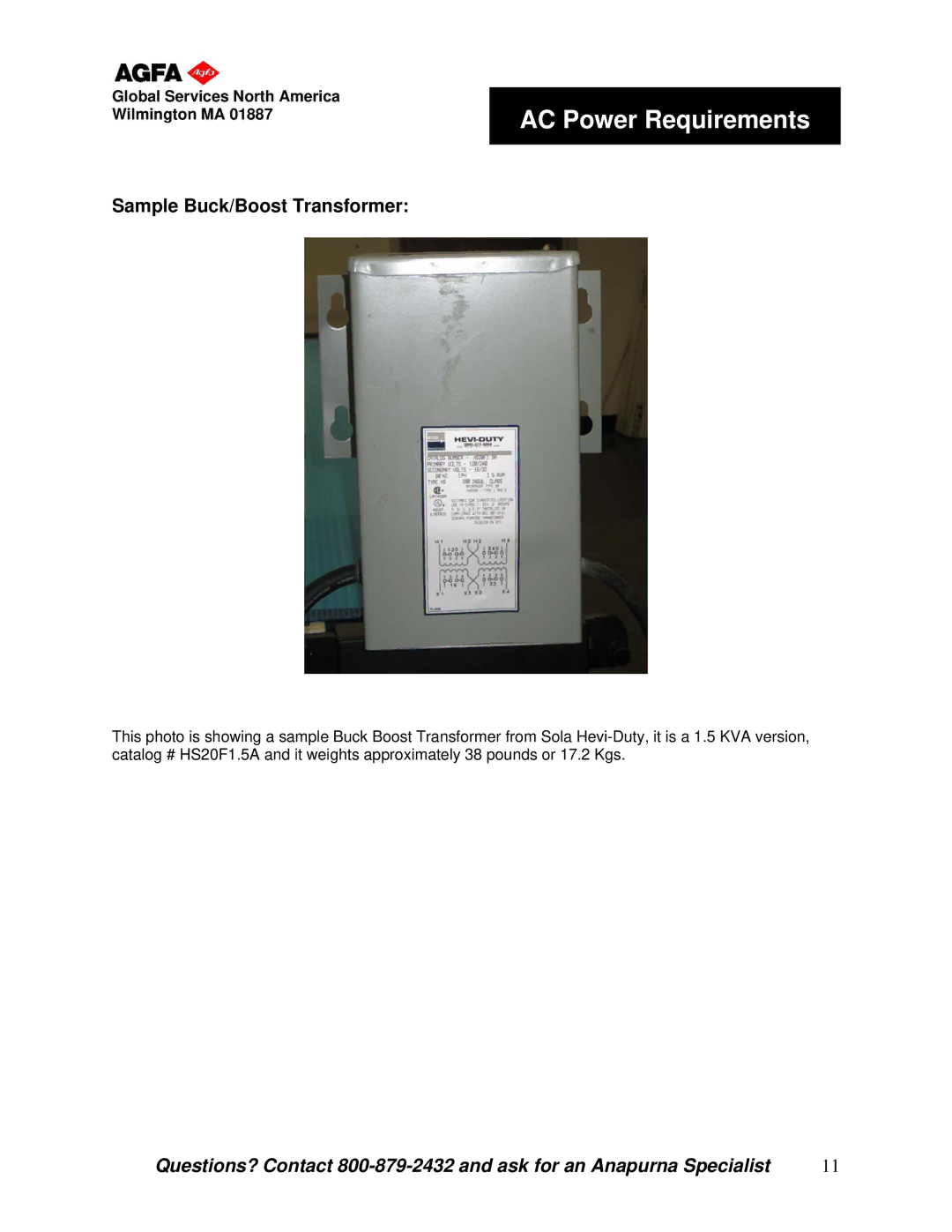 AGFA M4F manual Sample Buck/Boost Transformer 