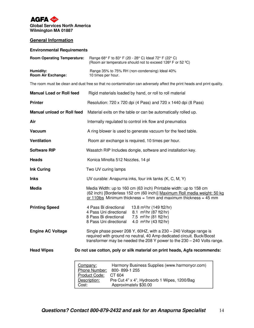 AGFA M4F manual General Information, Room Air Exchange 