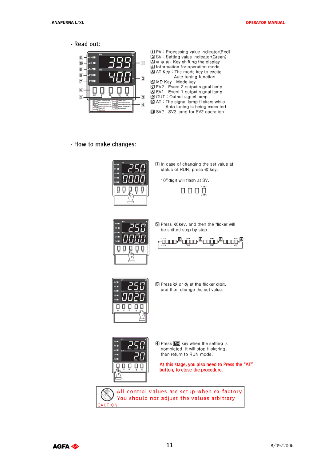 AGFA Printer manual Read out How to make changes 