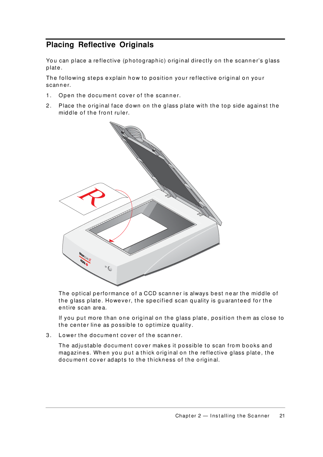 AGFA Scanner appendix Placing Reflective Originals 