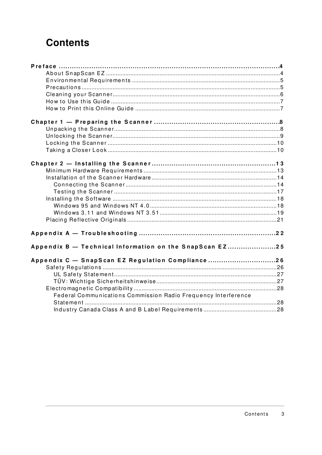 AGFA Scanner appendix Contents 