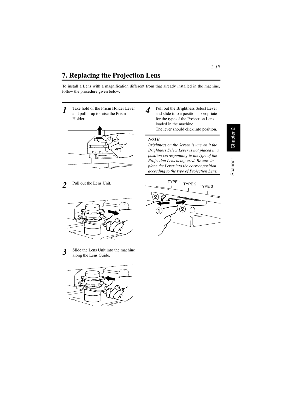 AGFA SR 24 manual Replacing the Projection Lens 