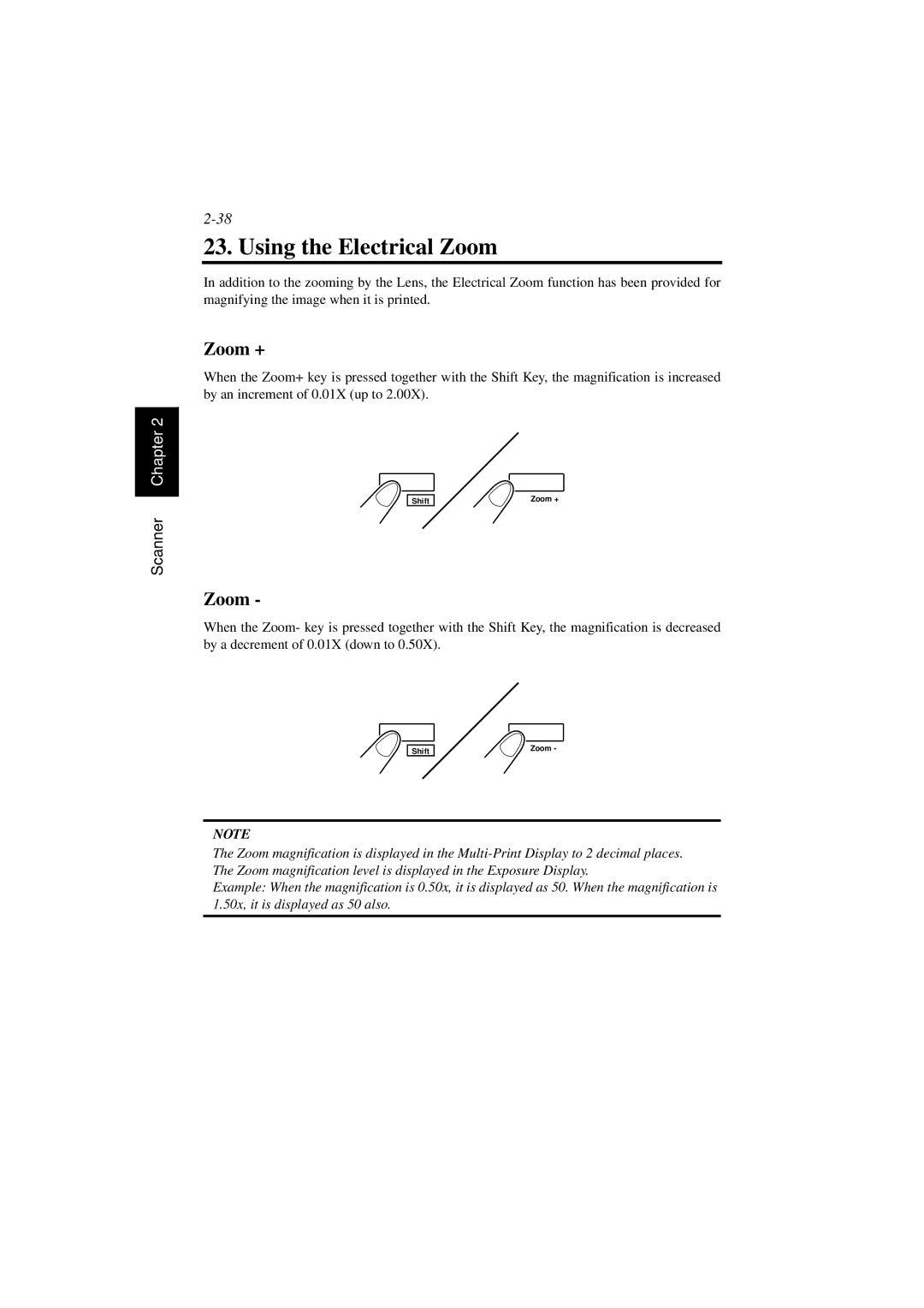 AGFA SR 24 manual Using the Electrical Zoom, Zoom + 