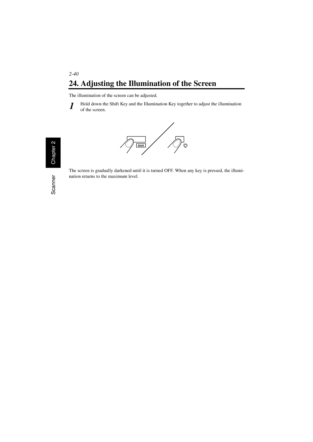 AGFA SR 24 manual Adjusting the Illumination of the Screen 