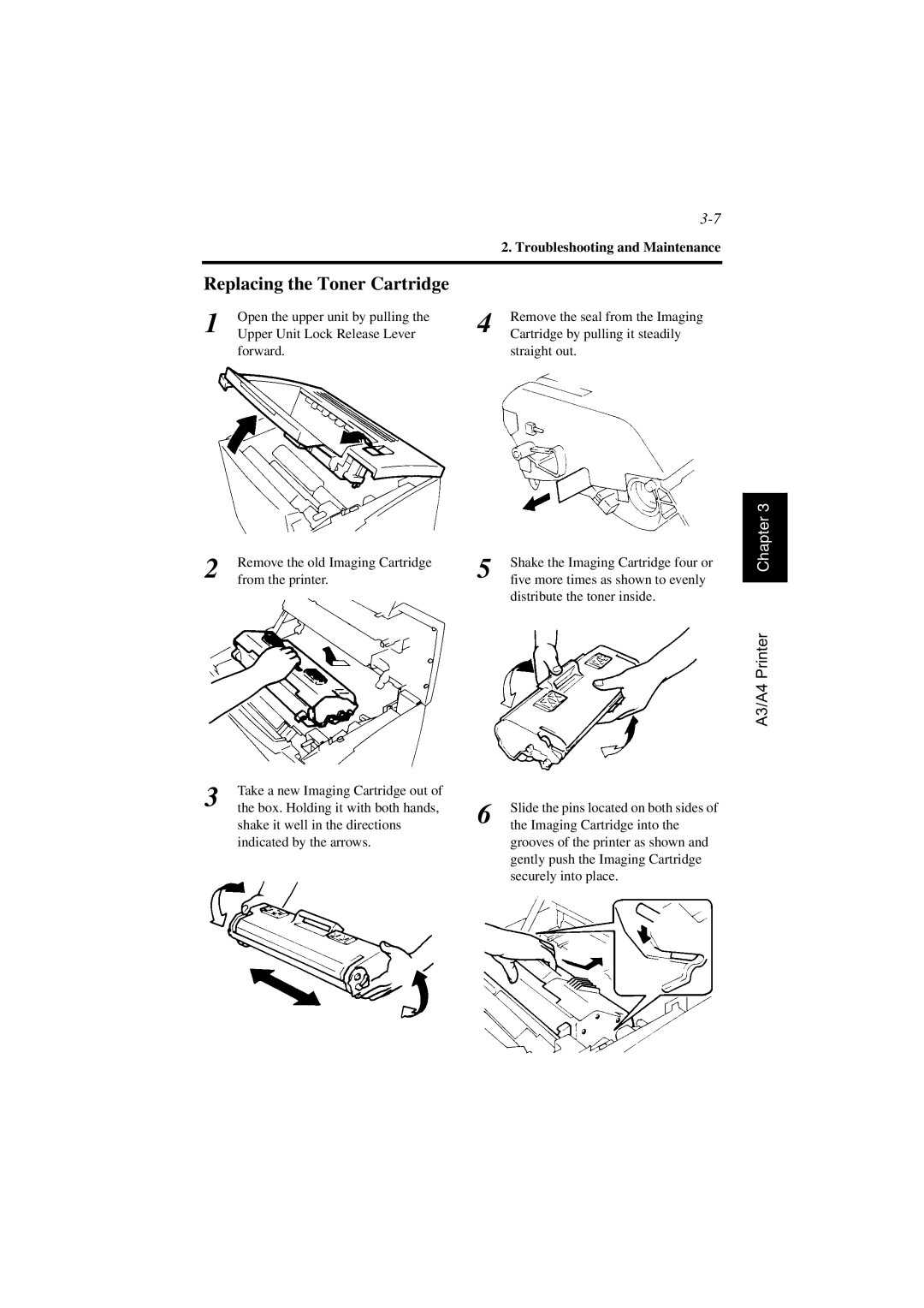 AGFA SR 24 manual Replacing the Toner Cartridge 