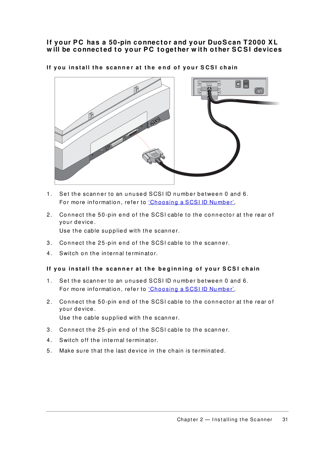 AGFA T2000 XL appendix Ch a p t e r 2 Install i n g t h e S c a n n e r 