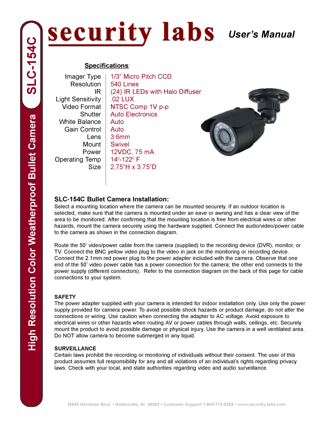 AGI Security SLC-154C manual 