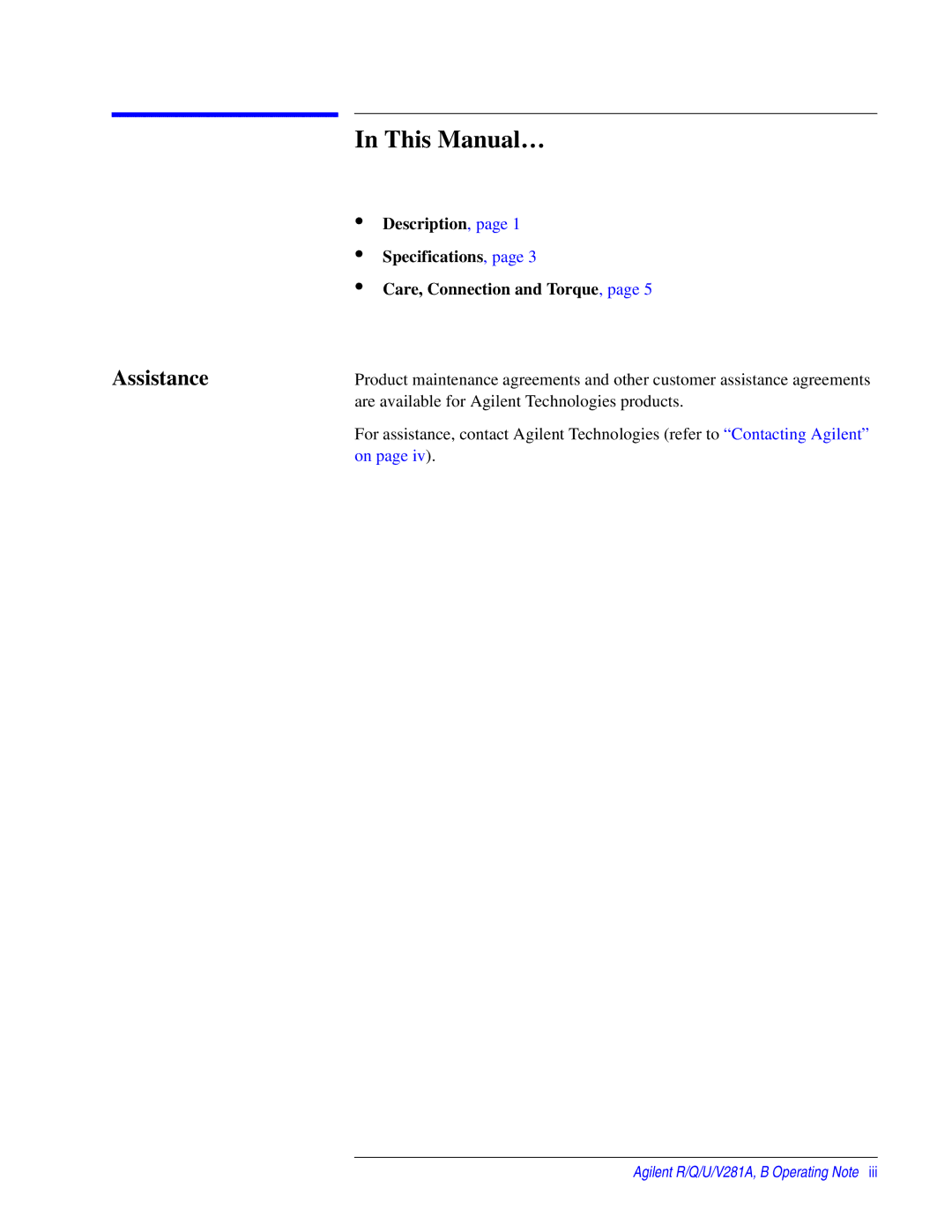 Agilent Technologies 00281-90055 manual This Manual…, Assistance 