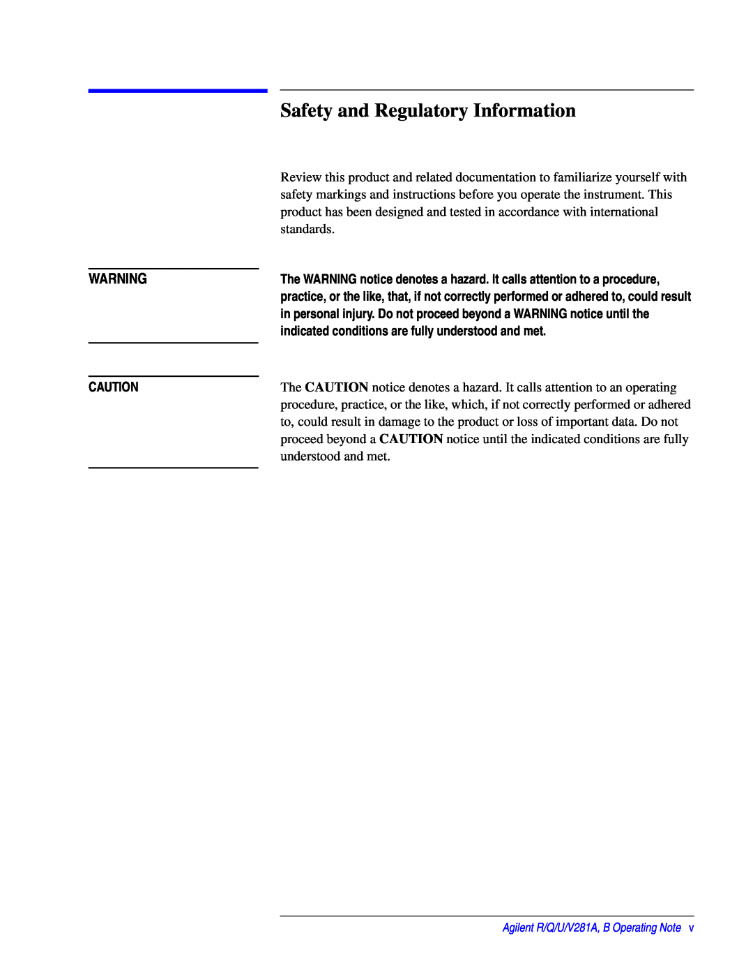Agilent Technologies 00281-90055 manual Safety and Regulatory Information 